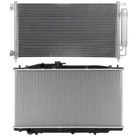 12832248 Byuscarparts For 2003-2007 Honda Accord Aluminum Radiator And Ac Condenser Cooling Kit
