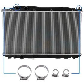 10990795 Cheermotiveup Radiator With Universal Oil Hose Clamps Kit For 2006-2011 Acura Csx Honda Civic