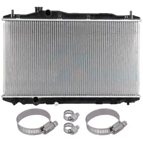 11852943 Cheermotiveup Aluminum Radiator With Universal Oil Hose Clamps Kit For 2012-2015 Honda Civic