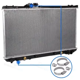 11853043 Cheermotiveup Aluminum Radiator With Universal Oil Hose Clamps Kit For 2001-2005 Lexus Is300