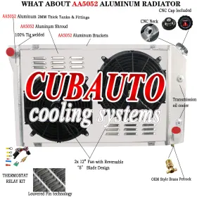 382010 Cubauto 4 Rows Radiator Shroud Fan Relay For 1977-1982 Chevy Corvette C3 350/305 V8