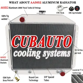 Ae833 Cubauto 4row Aluminum Radiator For 1966-1979 Ford F150 F250 F350 Bronco Chevy V8 Engine