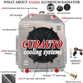 Cubauto Cc4252fh 4-core Radiator Shroud Fan Fit 1942-52 51 Ford F-series F1 F2 F3 Pickup Chevy V8