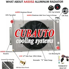 Ra-pt67-3 Cubauto 3-row Radiator Shroud Fan For 1967-1969 Chevy Camaro/pontiac Firebird Big Block