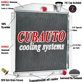 Rads4854 Cubauto 3-row Aluminum Radiator For 1948-1954 Chevrolet Gmc Truck 3.7l 4.1l V8 L6