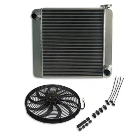 R24996 Demotor Performance 22 Inch 2 Row Radiator And 16 Electric Fan For Sbc/bbc Gm Fabricated Aluminum