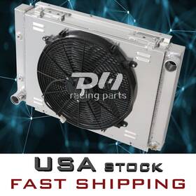 Dh Racing Parts 725086195890 3row Aluminum Radiator Shroud Fan For 1960-1963ford Galaxie 500 500xl L6 V8 6063
