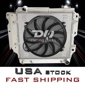 Dh Racing Parts 725086196521 Upgrade 4 Rows Radiator Shroud Fan For 1987-2006 05 Jeep Wrangler Tj Yj Chevy V8