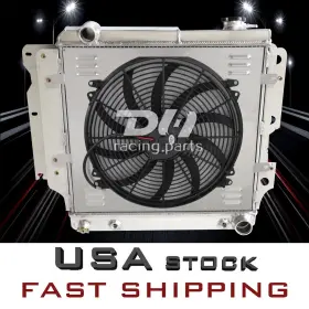 Dh Racing Parts 725086196521 Upgrade 4 Rows Radiator Shroud Fan For 1987-2006 05 Jeep Wrangler Tj Yj Chevy V8
