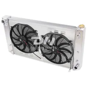 Dh Racing Parts 782160047445 3 Row Aluminum Radiator Shroud 16 Inch Fans For 1992 1993 Chevy Gmc Pickup C/k Diesel