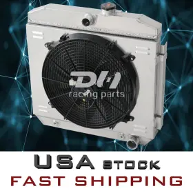 Dh Racing Parts 782160970460 4row Radiator&shroud&fan For 55-57 Chevy Nomad/bel Air/corvette 150 210 3.8-5.3l