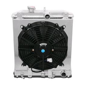 Dna Motoring Ra Fs-hc92-42-at-2 Ra Fs-hc92-42-at-2 2-row Radiator With 12v Fan Shroud Compatible
