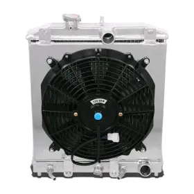 Fs-hc92-42-at-2 Dna Motoring Ra 2-row Radiator With 12v Fan Shroud Compatible