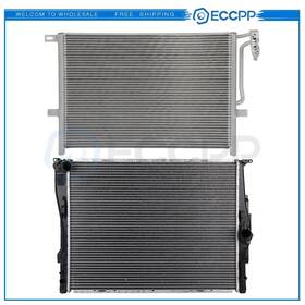 Eccpp E838049cp Aluminum Radiator And Ac Condenser Cooling Kit For 2006 Bmw 325i 325xi 330i 330xi