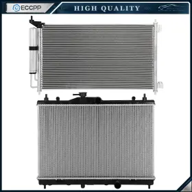 E848051cp Eccpp Aluminum Radiator And Ac Condenser Cooling Kit For 2009-2012 2013 2014 Nissan Cube