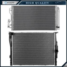 Eccpp E848069cp Automotive Aluminum Radiator And Ac Condenser Cooling Kit For 2013 Bmw 328i
