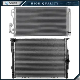 E848069cp Eccpp Automotive Aluminum Radiator And Ac Condenser Cooling Kit For 2013 Bmw 328i