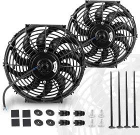 Everestway 653387245221 12 Inch Black Universal Electric Radiator Slim Fan 12v 80w High