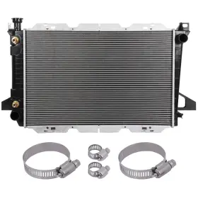 12875678 Everpartstorecs Radiator With Universal Hose Clamps Kit For 85-96 Ford F-150 F-250 F-350 F-450