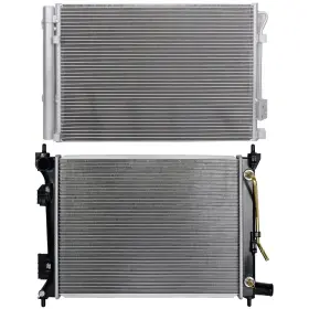 12875874 Everpartstorecs Aluminum Radiator And Condenser Cooling Kit For 2012-13 Hyundai Accent Kia Rio