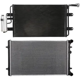 12875914 Everpartstorecs Aluminum Radiator And Condenser Cooling Kit For 1999-05 Volkswagen Golf 00-06 Audi