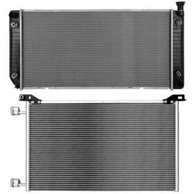 Fly-autopartsclub 13658958 Aluminum Radiator And Ac Condenser Cooling Kit For 01-04 Chevrolet Silverado 3500