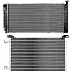 13658958 Fly-autopartsclub Aluminum Radiator And Ac Condenser Cooling Kit For 01-04 Chevrolet Silverado 3500