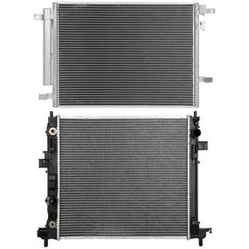 Fly-autopartsclub 13711942 Aluminum Radiator And Ac Condenser Cooling Kit For 2017-18 Cadillac Cts 16-19 Ats