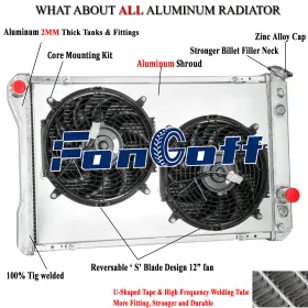 0918a Fongoff 3-row Radiator Shroud Fan For 1982-1992 83 84 Chevy Camaro Pontiac Firebird 5.0l