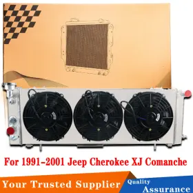 1193 Fongoff 4 Row Aluminum Radiator Shroud Fan For 91-2001 Jeep Cherokee Xj Comanche