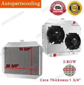 Sbr433 Fongoff 3 Row Radiator Shroud Fan For 1966-79 Ford F100 F150 F250 F350 Bronco V8 Gas New