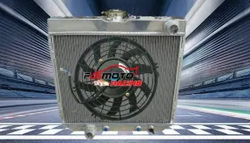 Svzsv44s Fsmotoracing Alu Radiator&fan For 1969-1970 Ford Mustang/-77 Maverick 4.1l/5.0l L6/v8