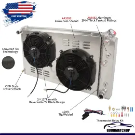 An57242 Goodmatchup For 1983-1990 1984 1985 1986 Chevy Caprice/ C30 3 Row Radiator Shroud Fan Relay