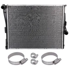12798465 Goodypartsparts For 2004-2006 Bmw X3 Aluminum Radiator With Universal Oil Hose Clamps Kit