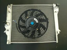 13148 Gpi Racing Aluminum Radiator And Fan For 2003-2010 Jaguar S-type Xf Xj8 Vanden Plas Xjr V6 V8