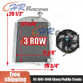 Gpi Racing 624339330876 3 Row Aluminum Radiator Fan For Chevy Pickup Truck 1941-1946 1942 1943 1944 1945