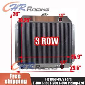 Gpi Racing 624339331309 3 Row Aluminum Radiator For Ford F-100 F-150 F-250 F-350 Pickup 4.9l 1968-1979