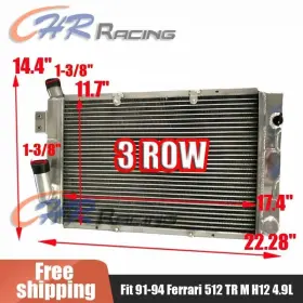 Gpi Racing 624339335345 3 Row Driver Side Radiator For 1991 1992 1993 1994 Ferrari 512 Tr M H12 4.9l