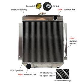 Gpi Racing Cc5655b All Aluminum 3 Row Core Radiator For 55 56 Mercury Custom Montclair Medalist V8