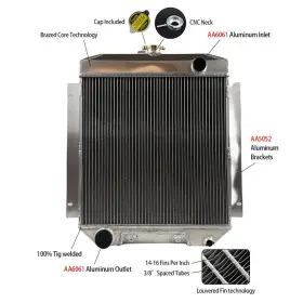 Cc5655b Gpi Racing All Aluminum 3 Row Core Radiator For 55 56 Mercury Custom Montclair Medalist V8