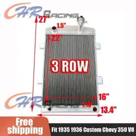 Zvxb9598s Gpi Racing 3 Row 62mm Aluminum Radiator For 1935-1936 Chevy 350 Custom V8 Manual Mt