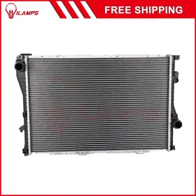 10825635 Hilamps For 01-05 Bmw 525i 99-00 528i Radiator With Universal Oil Hose Clamps Kit