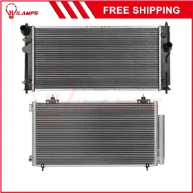 13090180 Hilamps Aluminum Radiator And Ac Condenser Cooling Kit For 2000-2005 Toyota Celica 1.8l