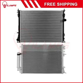 13090219 Hilamps Aluminum Radiator And Condenser Cooling Kit Fits 05-09 Chrysler 300 Dodge Charger