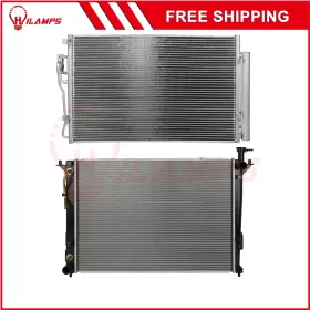 13090268 Hilamps For 2010-12 Hyundai Santa Fe 4-door Aluminum Radiator And Ac Condenser Cooling Kit