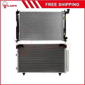 13090282 Hilamps Aluminum Radiator And Ac Condenser Cooling Kit For 2005-2010 Scion Tc 2-door 2.4l