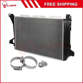 13090317 Hilamps For 85-96 Ford F-150 F-250 F-350 F-450 With Universal Hose Clamps Kit Radiator