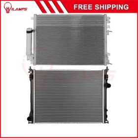 13275223 Hilamps For 09-11 2013-2014 Dodge Challenger Aluminum Radiator And Condenser Cooling Kit