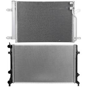 Hilamps 13536822 Ac Condenser Cooling Kit And Aluminum Radiator For 2011 2012-2015 Volkswagen Jetta