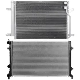 13536822 Hilamps Ac Condenser Cooling Kit And Aluminum Radiator For 2011 2012-2015 Volkswagen Jetta